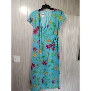 Women's Vintage Floral Boho Peasant Dress Size 8 Cottage Maxi Blue